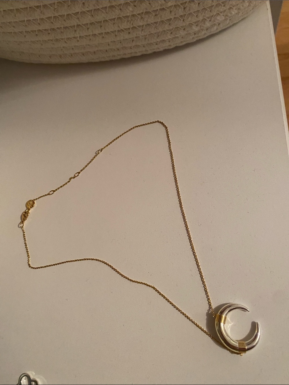 Stella & Dot Gold Double-Crescent Pendant Necklace
